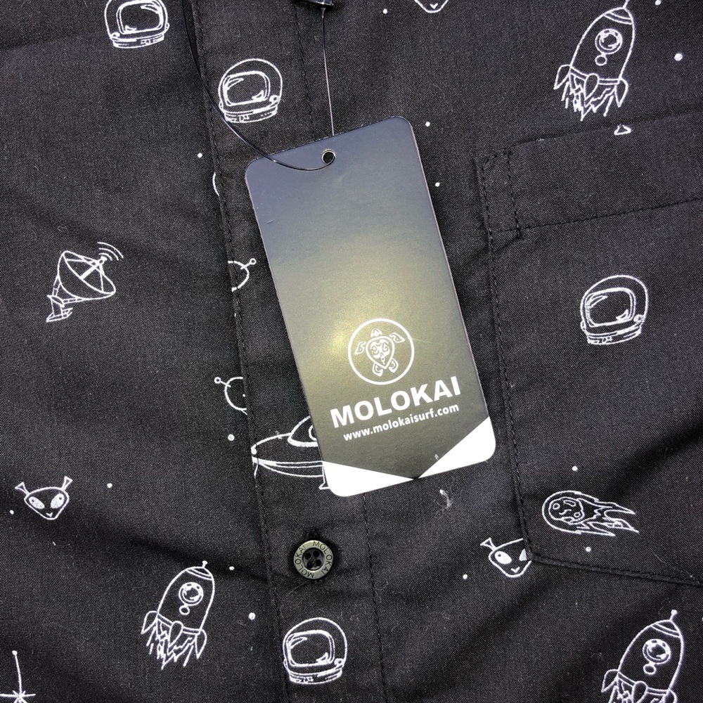 Molokai Shirt Button Down Alien Outer Space Space… - image 5
